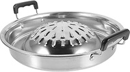 Didiseaon Korean BBQ Grill Pan Thai Shabu Stainless Steel Grilling Tray Barbecue Grill Topper Camping BBQ Pan for Vegetable Garlic Beef Pork Meat Egg Korean Grilling Cookware