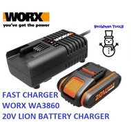 WORX WA3860 20V LION BATTERY CHARGER 1HOUR FAST CHARGER WG169E WG259E WG322E WG549E WG629E.1 WG629E 