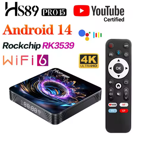 HS89 PRO 15 TV Box Android14 Rockchip RK3539 Quad-Core 64bit Cortex-A55 Native YouTube Support 4K HD