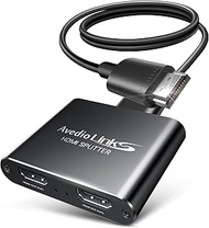 avedio links HDMI Splitter with 4 ft HDMI Cable, 4K @ 60Hz HDMI Splitter 1 in 2 Out Simultaneously, 