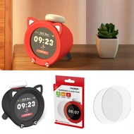 Silicone Case and HD Glass Tempered Films for Nin-tendo Sound Clock Alarmo Cartoon Case, Screen Prot