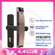 SINGGATE [Bundle] Video Call Smart Viewer Digital Door Lock + Biometrics Digital Gate Lock | FR006 + FM021