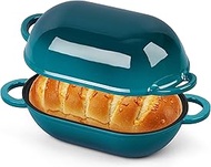 Homikit Enameled Cast Iron Dutch Oven for Bread Baking, 2.8 QT Oval Bread Oven Pot with Lid, 9.5 x 5