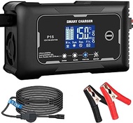 HTRC Car Battery Charger 12 V/15 A & 24 V/10 A, Car Battery Charger for Car, Motorcycle, Lawn Mower,
