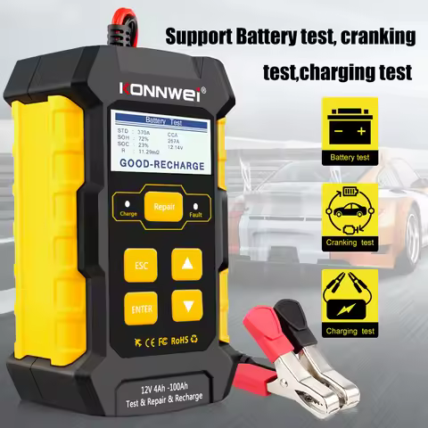 KONNWEI KW510 Battery Tester 12V Car 5A Battery Charger Pulse Repair Wet Dry AGM Gel Lead Acid Car R