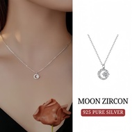 YY.Fashion Moon Zircon Silver Necklace Diamond Pendant Fashion Korean Style Real X014