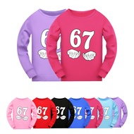 5391 Boy Girl Cotton Brainrot 67 Print Long Sleeve T-Shirt