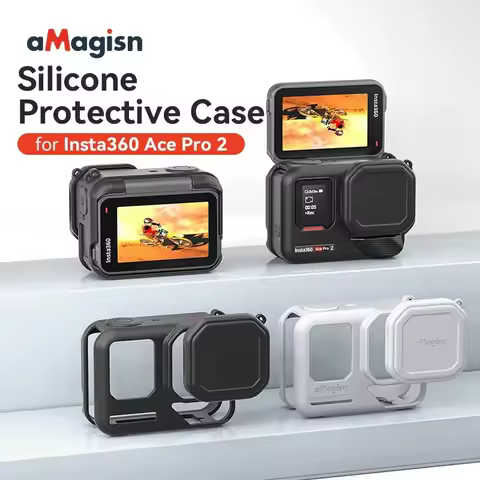 aMagisn Silicone Sleeve + Lens Cap for Insta360 Ace Pro 2,with Lanyard,Protection Cover Case，Insta36