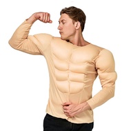 Adult Muscle Wear Muscle Male T-Shirt Halloween Cosplay Fake Abs T-Shirt Party Costumes