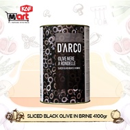 D'arco Sliced Black Olives In Brine 4100g