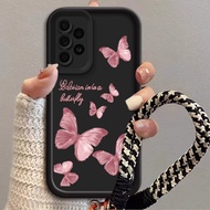 pink butterfly Casing for Samsung A52 Samsung A52S 5G Samsung A53 5G Samsung A54 5G Samsung A55 5G S