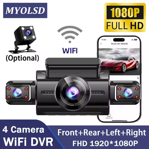 4 Lens 360 Degree 1080P Dash Cam For Cars WIFI APP Car DVR 4-Channel Front Camera Video Recorder Rea