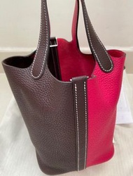 愛馬仕 菜籃子 Hermes Picotin 18 拼色 P18 rouge sellier / framboise