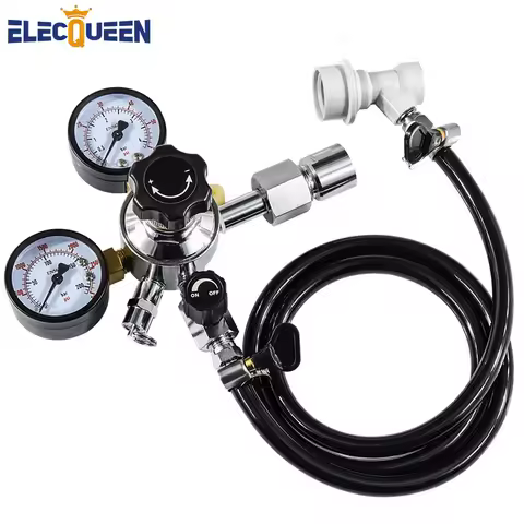 Home Brew Beer Gas Line Assembly, 5/16" PVC Gas Carbonation Hose,W21.8 Co2 Regulator with Convert Ad