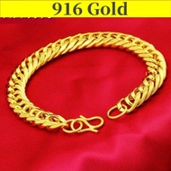 Bracelet Men Gold 916 Original Malaysia Chain for Men Bangle Fashion Men Jewelry Punk Accessories 24