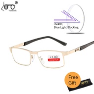 Business Mens Anti Blue Ray Reading Glasses for Near Computer Smart Phone Stainless Steel Presbyopic
