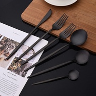 6Pcs Black Matte Flatware Cutlery Set Stainless Steel Dinnerware Set Dessert Fork Spoon Silverware S