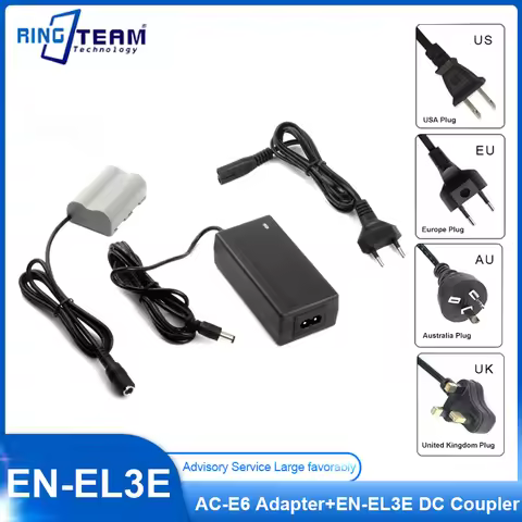AC-E6 Adapter + EN-EL3E Dummy Battery ENEL3E EN EL3E DC Coupler for Nikon Cameras D50 D80 D70 D90 D3