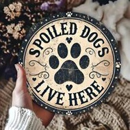 7.87x7.87 Inch Vintage Pet Dog Lives Here Metal Sign - Home, Bar, Cafe, Garage Wall Art Decor - Uniq