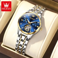 OLEVS Automated Mechanical Women's Watch Skeleton Hollow Moon Phase Date Display Elegant Luxury Watc