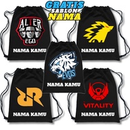 (Free Name) Children's School Bag Drawstring Bag TEAM ESPORTS Image ML PUBG VALORANT RRQ EVOS ONIC A