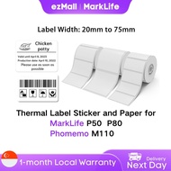 MarkLife 20mm to 75mm Thermal Label Paper, Refill Sticker for Printer P50 P80 Phomemo M110