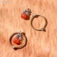 ✖❉∋star jewelry girl 10k gold round earrings with orange agate pendant soso rabbit Japan purchasing