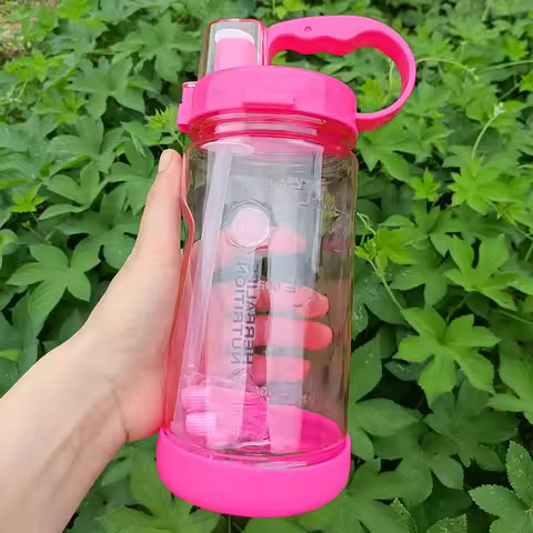 1 Liter Water Bottle Motivational Sports Bottle Leak Proof Plastic Drinking Cup Outdoor Travel Gym F