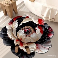 Living Room Home3d 3D Floral Mat Diatomaceous Earth Carpet Round Home Peony Petal Shaped Mat