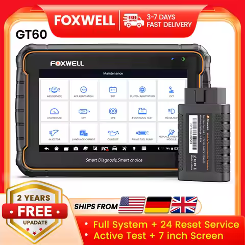 Foxwell GT60 OBD2 Automotive Scanner Biretional Test All System Car Code Reader EPB A/F 24 Reset ODB