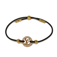 LOUIS VUITTONLouis Vuitton 手鍊 Louise by Night Strass LV Logo 金色淨CLEAR水鑽繩 黑色 LV Circle Noir 手鍊 M8229Z