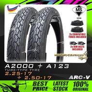 TAYAR KOMBO ARC-V TYRE A2000 2.25-17 + A123 (BUNGA SOTONG) 2.50-17 + TUBES 225-17 250-17 FOR DASH EX5 DREAM WAVE LC135