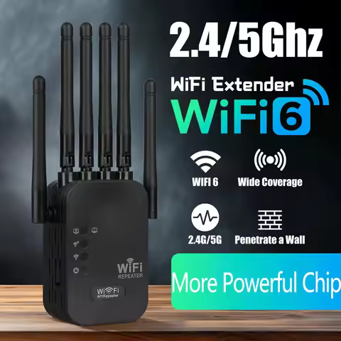 WiFi 6 Extender Works with Any Router Universal Compatibility Dual Band Gigabit Ethernet Ports 6 Ant