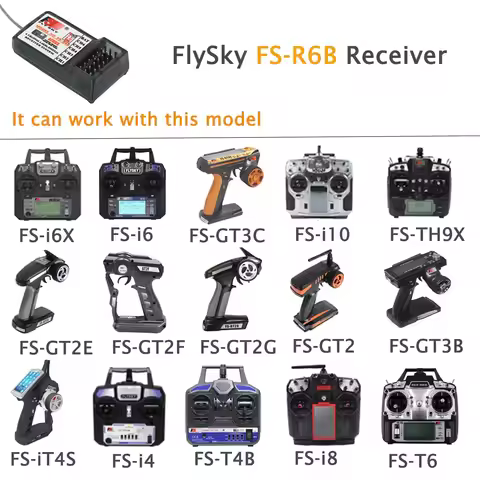 2PCS FlySky FS FS-R6B 2.4Ghz 6CH 6 Channel Receiver Radio Model Transmitter Remote Control For RC Ca