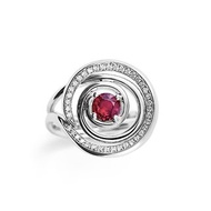 紅寶石螺旋求婚訂婚鑽石戒指套裝 14k白金圓環新娘結婚2合1指環