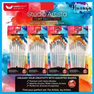 [HUANYO] Unicorn Studio Artista Artist Nylon Paint Brush Set of 10/12 with Round, Flat, Angular & Fi