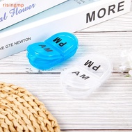 [risingmp] 2 Grids Waterproof Pill Organizer Portable Oval Pill Box Pill Container Daily AM&PM Conta