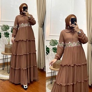 Nuriel Shop - Nura Collection Official - Baju Gamis Wanita Model Terbaru Bahan Ceruty - Bordir Naura