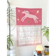 Pink ins Cartoon 2026 Pony Calendar Tapestry Background Cloth Children's Room Decoration Tapestry Gi