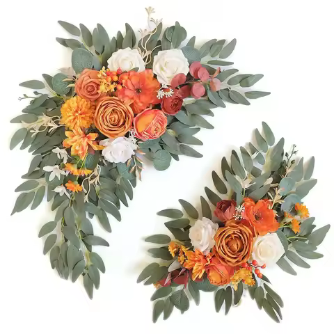 Yannew Terracotta Faux Flower Swags for Wedding Welcome Sign Backdrop Reception Flowers Ceremony Bab