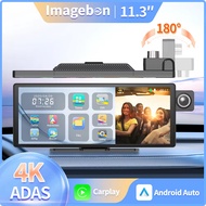 Imagebon 11.3 4K ADAS Rearview Mirror Camera Wireless CarPlay & Android Auto 3 Channel Recording Das