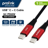 Prolink Fast Charge 60W | 3A USB C-C PD Cable Nylon Braided (For Laptop/ iPhone 15/ Nintendo Switch) 1m