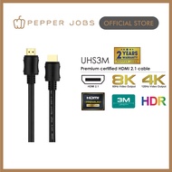 PEPPER JOBS UHS3M Premium Certified HDMI 2.1 cable for support 8K/4K HDMI & 3M length