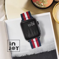 Apple Watch Series 1 2 Series 3 Series4 Series5 Series6 38 / 40mm 舒適中性尼龍錶帶- 白藍紅條紋