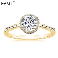 EAMTI 925 Sterling Silver Rings Promise Rings Gold Round Halo 1.25CT CZ Engagement Rings for Women C