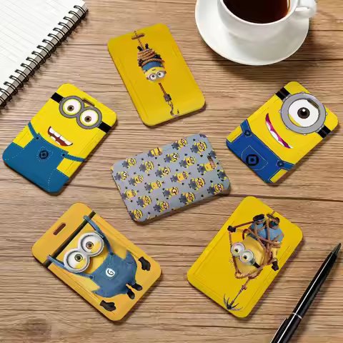 Cartoon M-MinionES Pocket Credit ID Card Badge Tag Bus Card Holder Pass Case With Neck Strap Lanyard