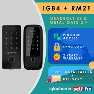 Igloohome Bundle - Rim Lock Metal Gate Fingerprint (RM2F) + Deadbolt 2S Metal Grey (IGB4)