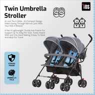 [iDS] Twin Umbrella Stroller Twin Stroller Baby Dual Pram Side by Side. Half Recline Seat Stroller