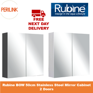 Rubine BOW 50cm Stainless Steel Mirror Cabinet 2 Doors RMC-1250D20 BK / RMC-1250D20 WH