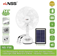NSS Solar Fan Rechargeable Solar Fan 12 inch Desk Fan with LED Light and Panel Solar electric fan